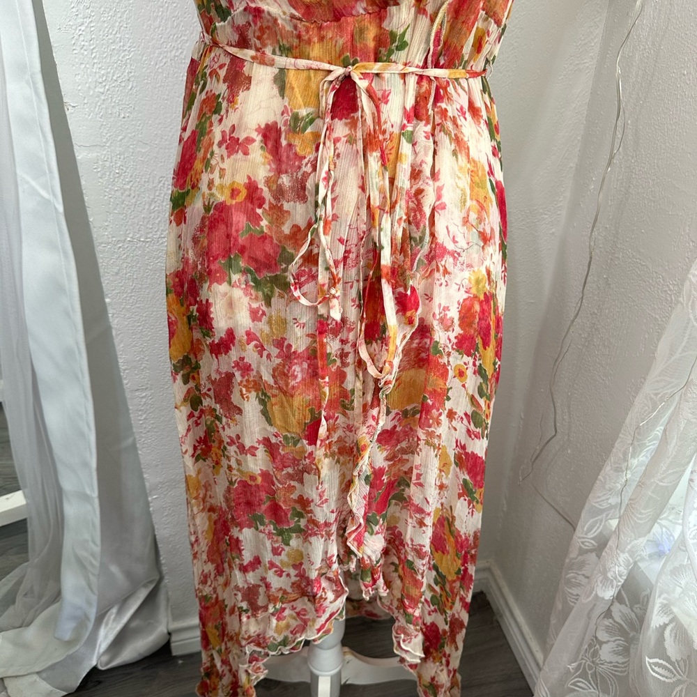 RARE ✨ Sundance red Blooms Dress Rose Garden Party dress size Petite Small - Picture 9 of 16